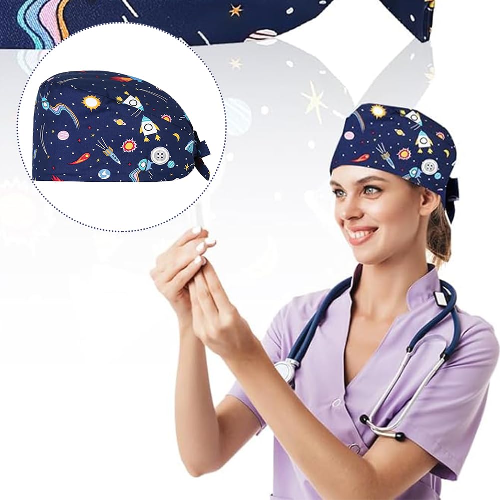 TENDYCOCO Berretto Bouffant Unisex Per Sala Operatoria - Cuffia Medica In Cotone, Berretto Chemioterapia, Antipolvere Con Elastico Regolabile - 2