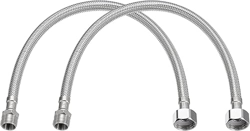 uxcell Conector de línea de suministro de grifo de 16 pulgadas de largo, 2 piezas de rosca de compresión macho de 38 pulgadas x rosca recta hembra