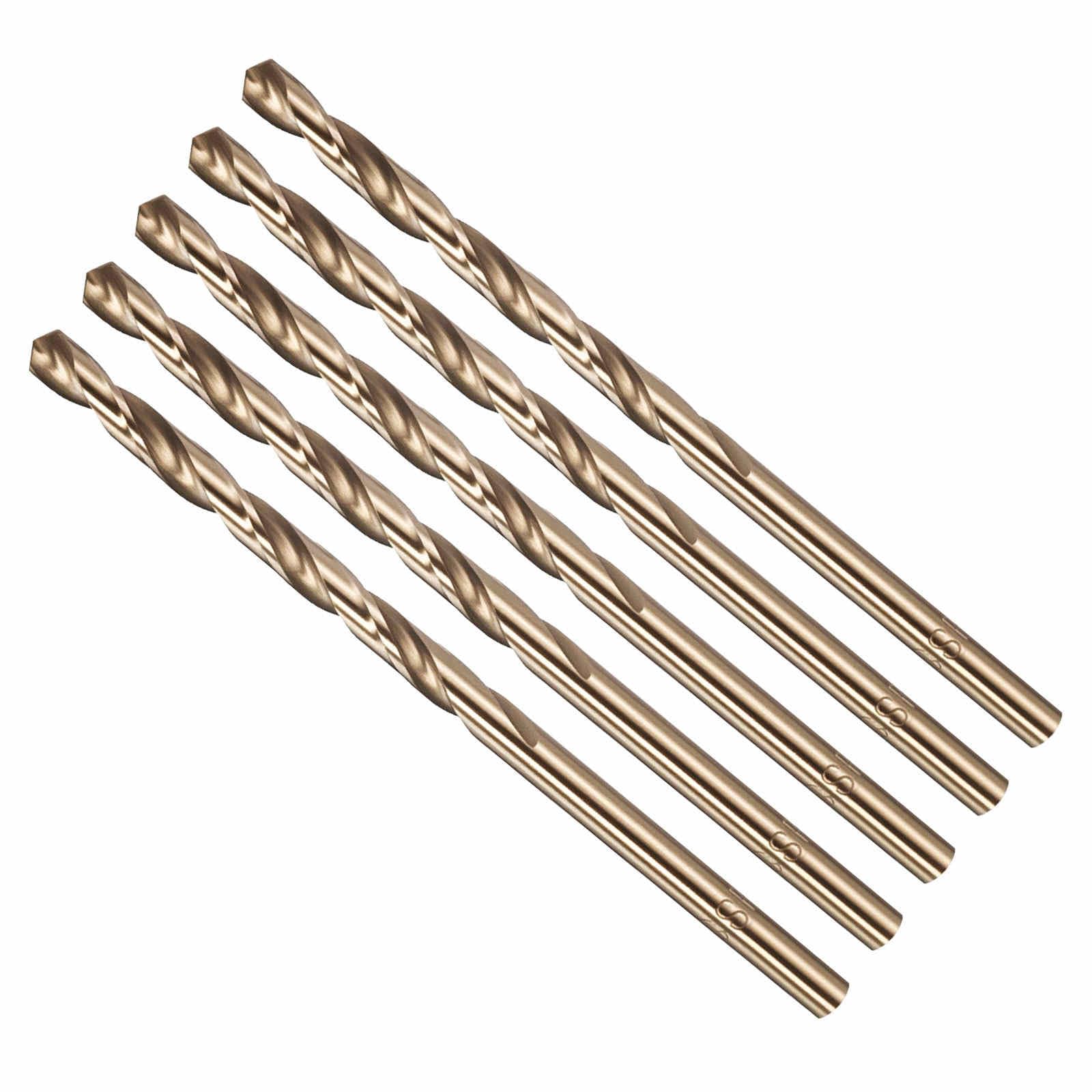 CoCud 3.3mm Drill Bit, #30 Cutting Diameter, 4341 HSS Number Jobber Bits Gold Finish 135° Cutting Angle - (Applications: for Drilling Soft Metal Plastic Wood), 5-Pieces