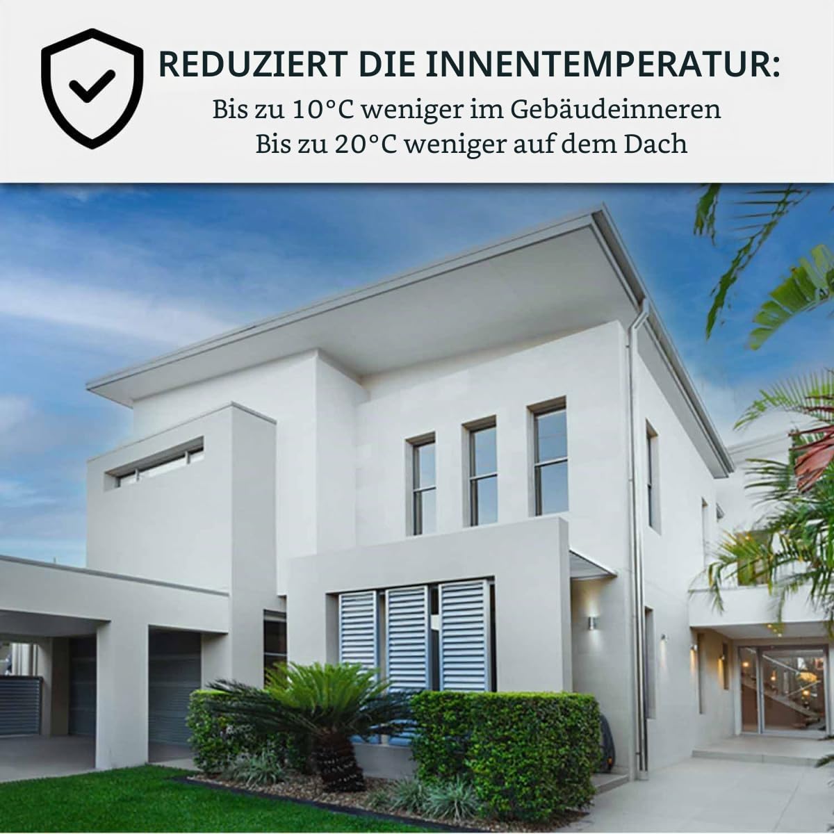 Reflektierende Fassadenfarbe, Hitzeschutz: ARCAREFLECT FASSADE Weiß - 2.5 L