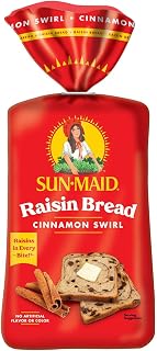 Sun-Maid Cinnamon Swirl Raisin Bread, 16 oz Loaf - Juicy California Raisins & Sweet Cinnamon Swirl