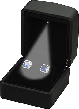 LAODA LED Earring Jewelry Gift Box for Wedding, Proposal, Birthday...Luxury LED Diamond Stud Earring Jewelry Gift Box with Light for Women for Men Black Earring Box