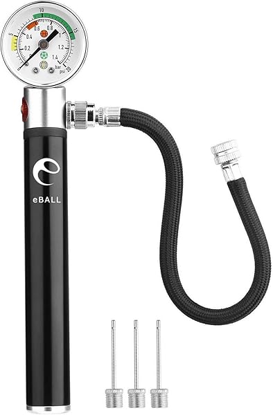 Ball Pump with Pressure Gauge, eBall Sports Ball Air Pump with Inflation Needles & Pressure Release Valve for Basketball, Football, Soccer Ball, Rugby, Volleyball and Other Inflatable Balls