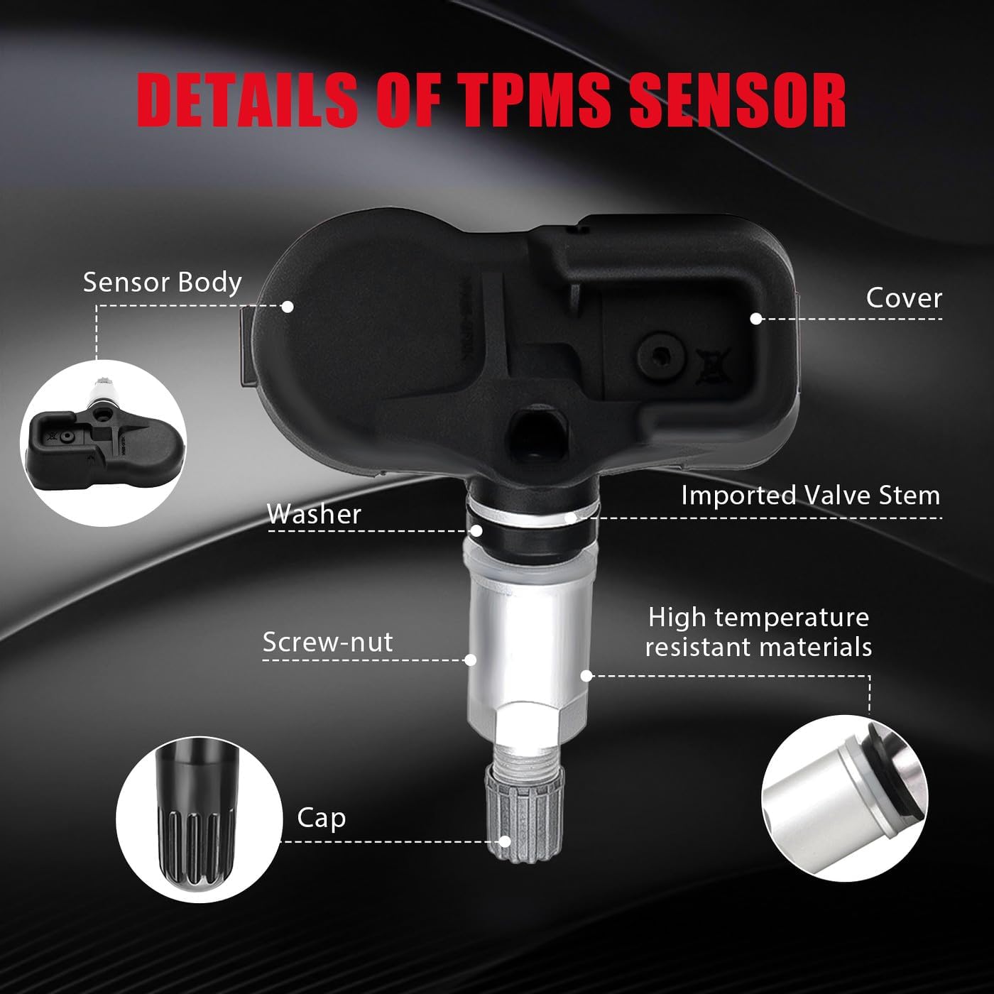 4pcs Tire Pressure Monitoring Sensors 315MHz TPMS System Fit ES GX is LC LS NX LX RC TX UX RX RZ 4Runner Avalon bZ4x C-HR Camry Corolla Cross Crown GR86 Land Cruiser Mirai Prius RAV4 & More