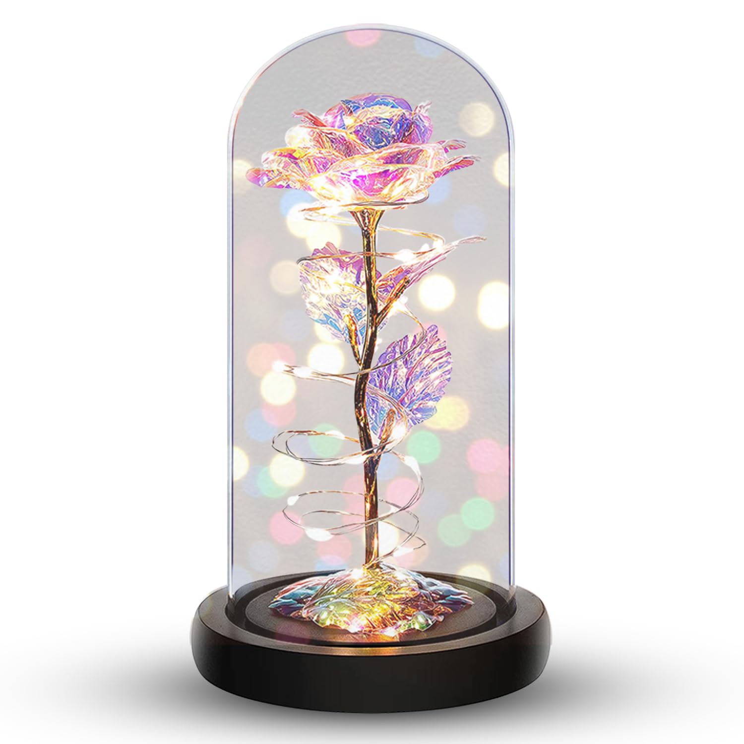 Premium Valentines Day Gifts for Her - Galaxy Rose Flower Gifts for Women 6hr Timer - Valentines Rose Flowers Birthday Gifts for Women - Glass Rose Light Up Flowers - Enchanted Rose Flower Gift