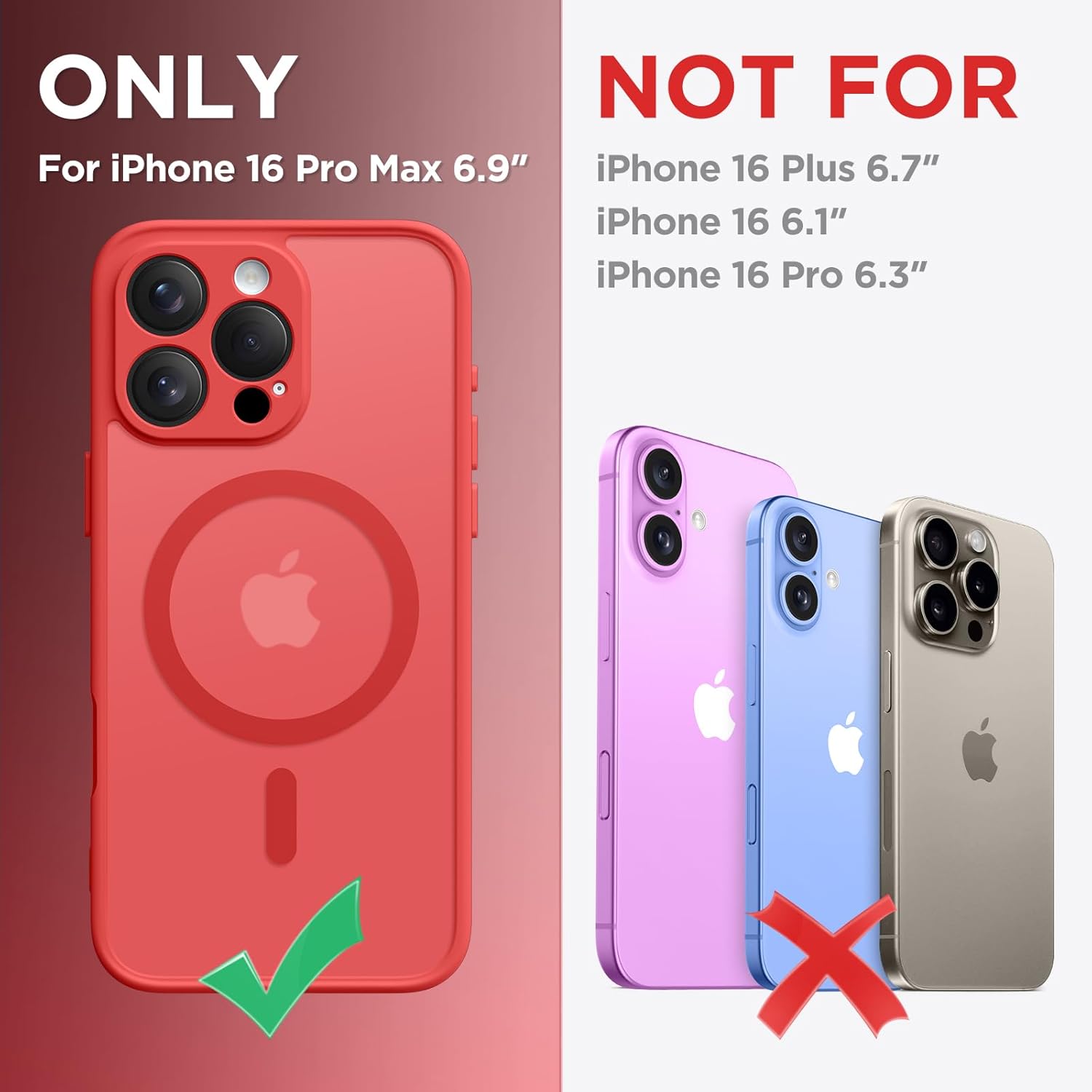 CAPRARO Magnetic Compatible with iPhone 16 Pro Max Case, Upgraded [Full Camera Protection] [Compatible with MagSafe] Protective Translucent Matte Women Phone Case Cover, Watermelon Red - Image 2