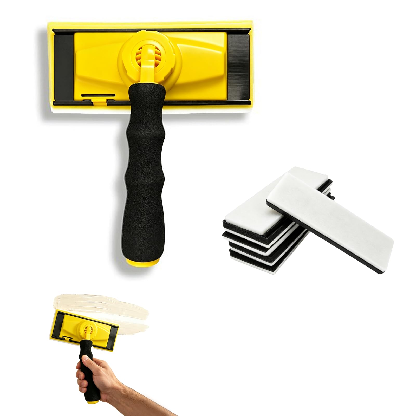 Paint Pad Applicator Set with 5 Replacement Refill Pads, Large Paint Pad for Walls, Ceilings, Wood Decks, Sheds & Fences
