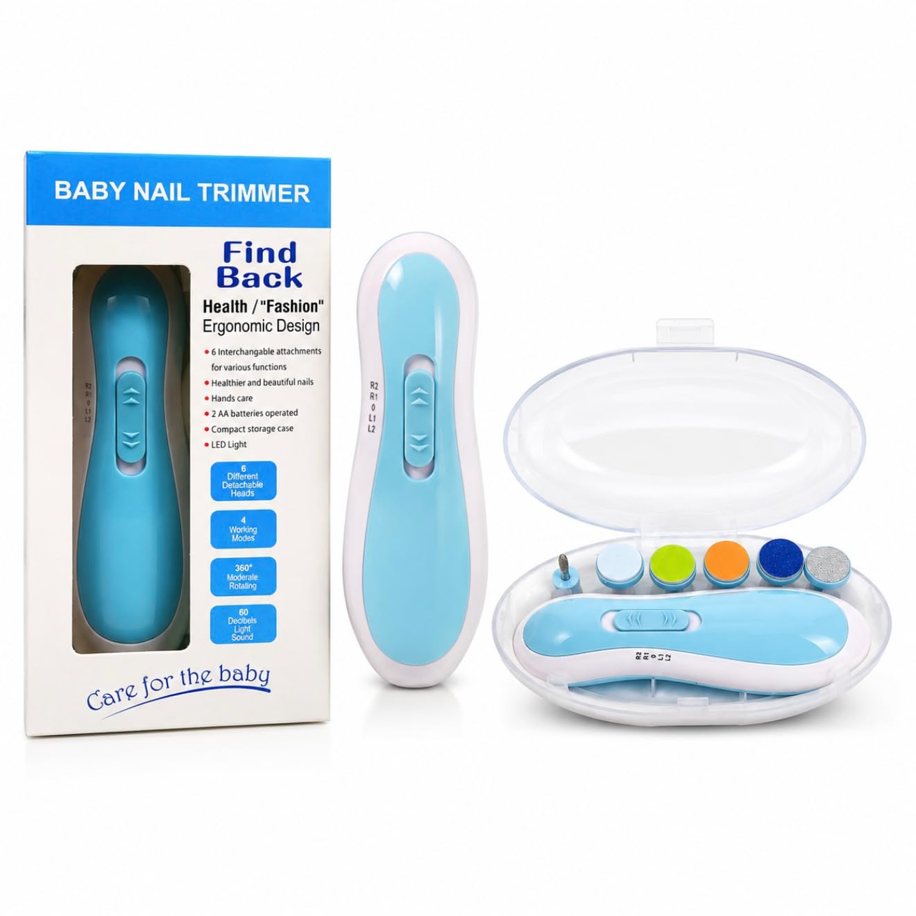 Baby Nail Trimmer with LED Light, Newborn Essentials, kids Nail Cutter, 6 Grinding Heads Adjustment, infants Nail Filer, Toddlers Nail Clipper, Baby Product, Battery Operated, Pack of 1, Blue-image-18