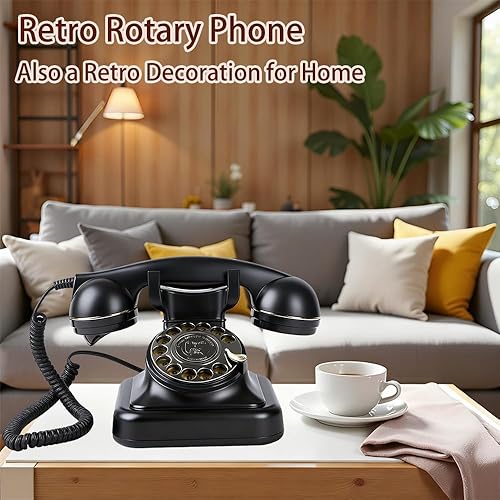 Miniatura 2 de Teléfono giratorio retro, teléfonos antiguos de los años 30 para teléfono fijo, antiguo teléfono giratorio vintage, altavoz, redireccional, timbre
