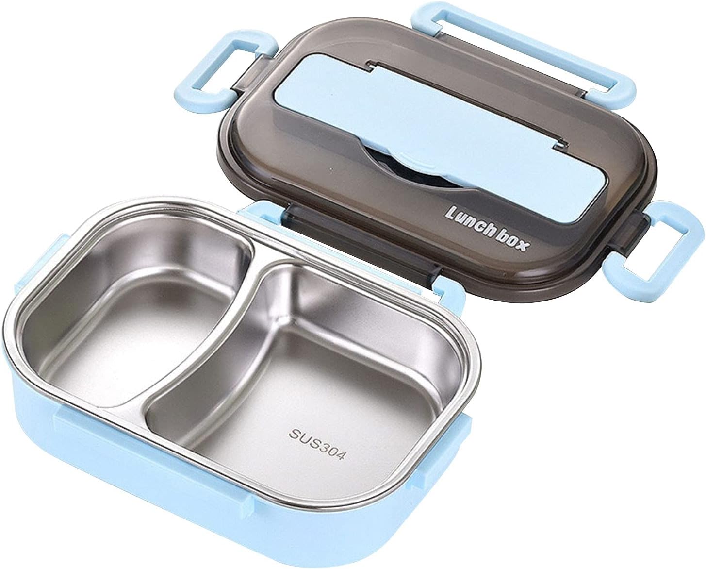 Lunch Bento Boxes for Student, Thermal Insulation Bento lunch box Tableware Set, High-grade Stainless Steel Liner, Modern Lunch Containers for Kids Food Leak Proof Microwave Safe (Blue)