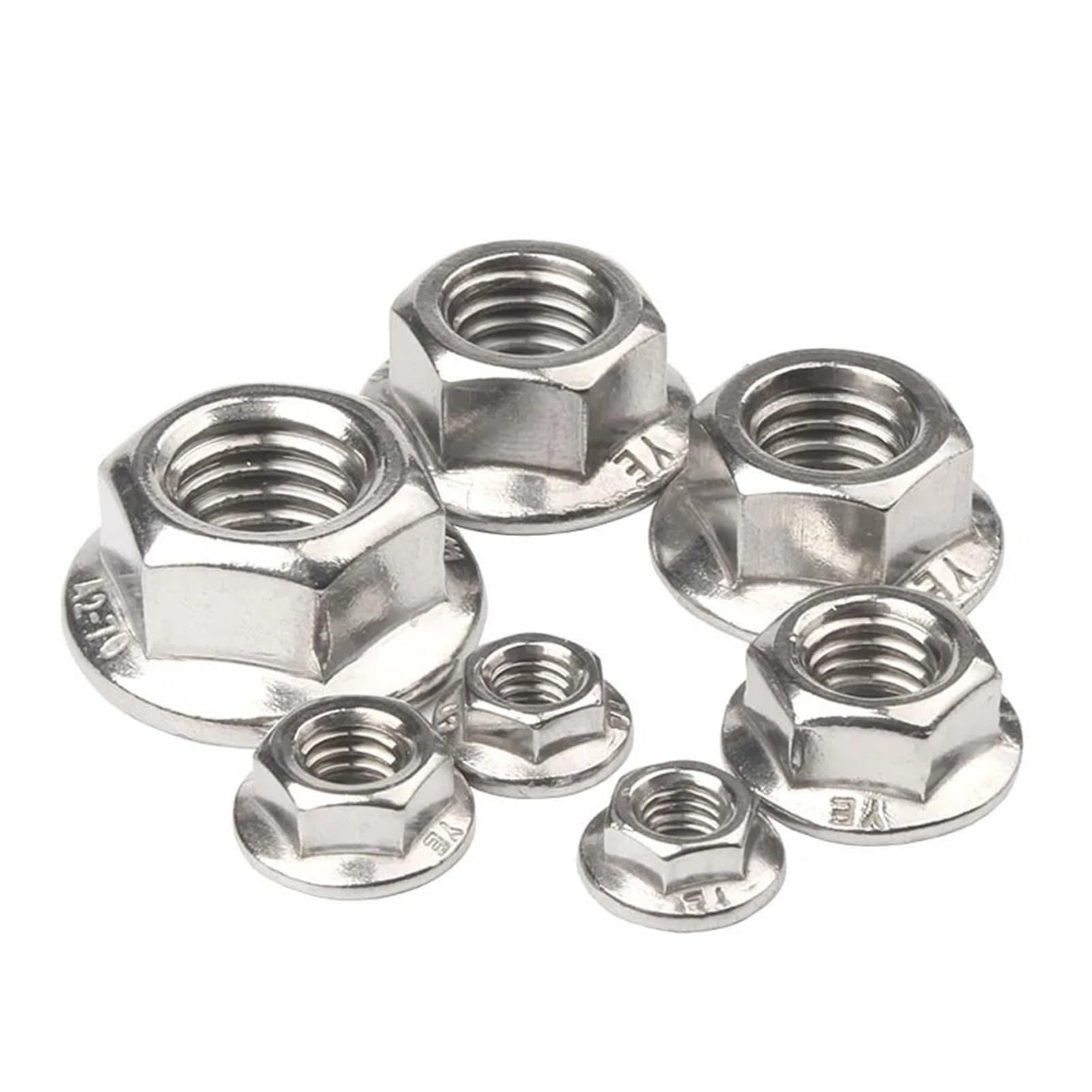 Tuercas Contratuercas Tuerca de sujeción, M3 M4 M5 M6 M8 M10 M12 M16 M20 Tuerca de bloqueo automática dentada de acero inoxidable 304 DIN6923 Spinlock dentado(M10 X 10pcs)