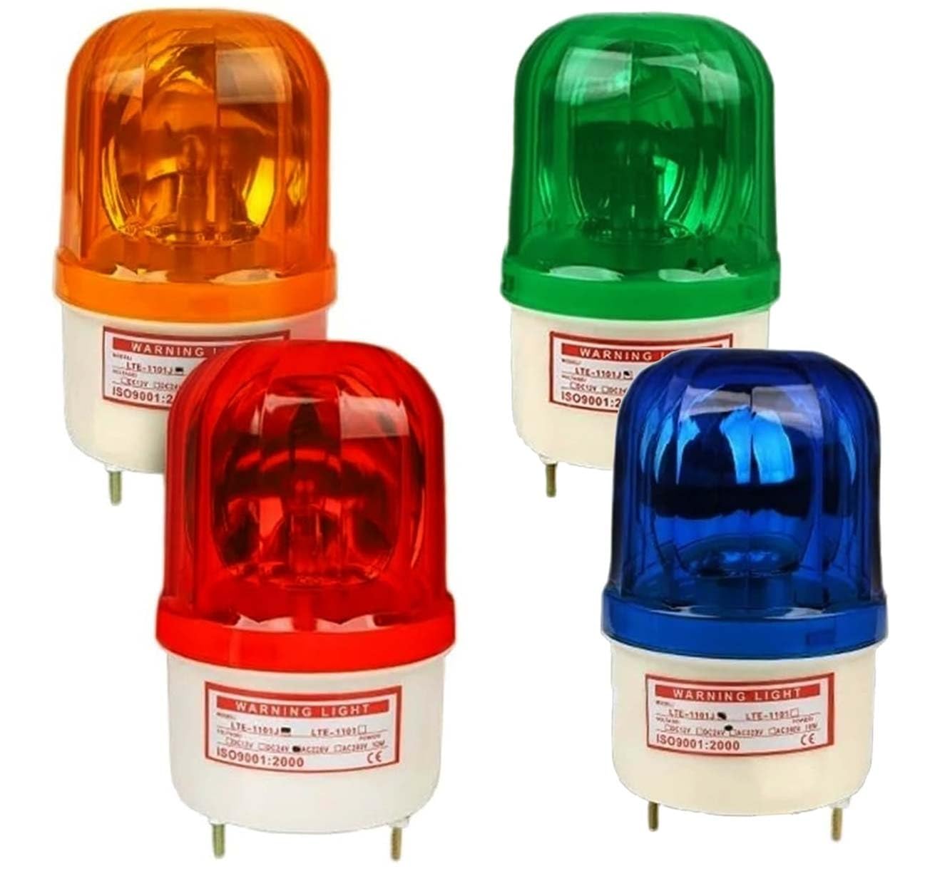 Torre de alarma y señalización industrial LTE-1101. Indicador giratorio con luz estroboscópica sin sonido. 12V 24V 110V 220V 380V. Amarillo, azul, rojo, verde.(Red,220v)
