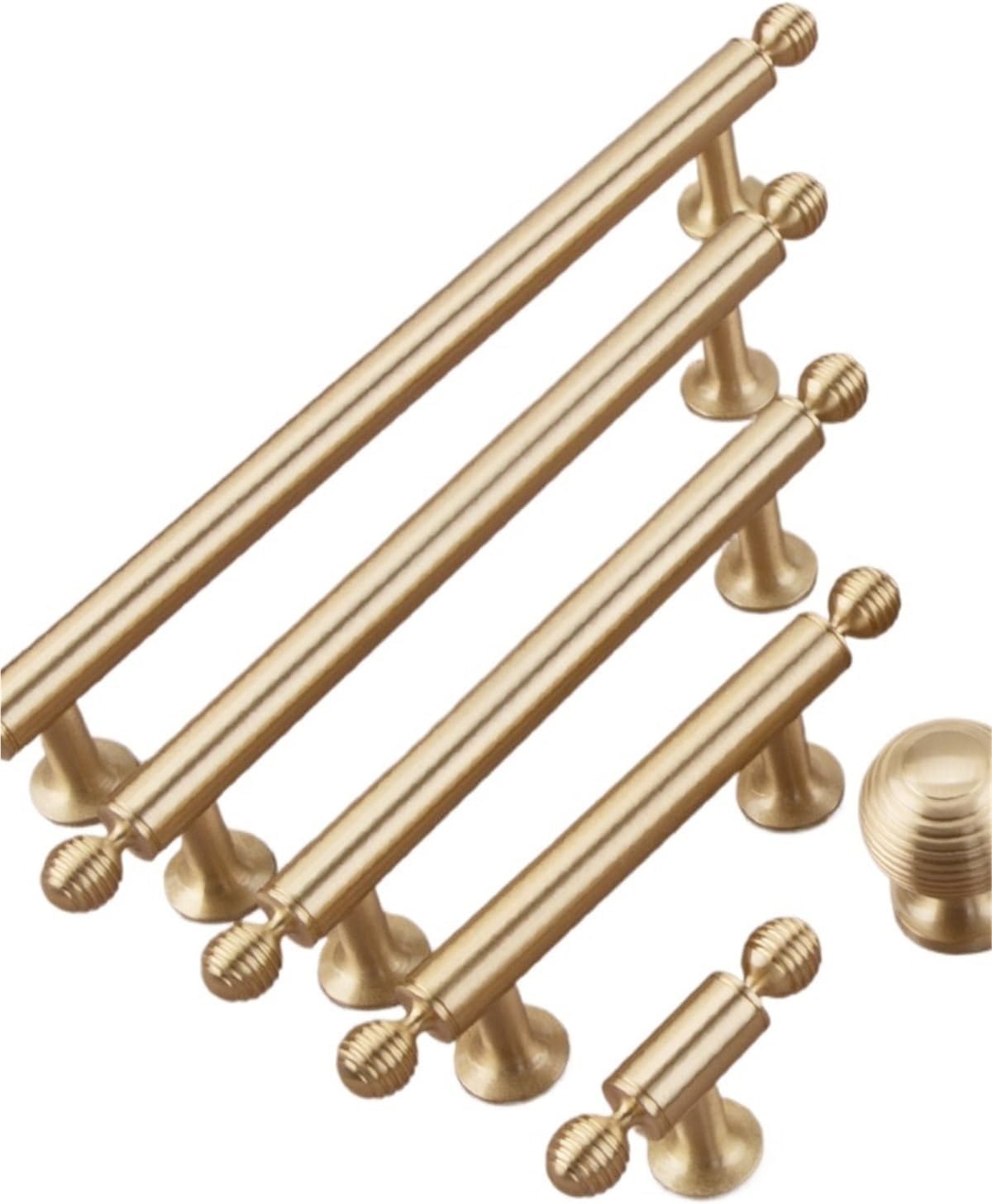 Brushed Brass Furniture Hardware Kitchen Cabinets Gold Striped Drawers Long Copper Handles 1Pcs(6677.28)