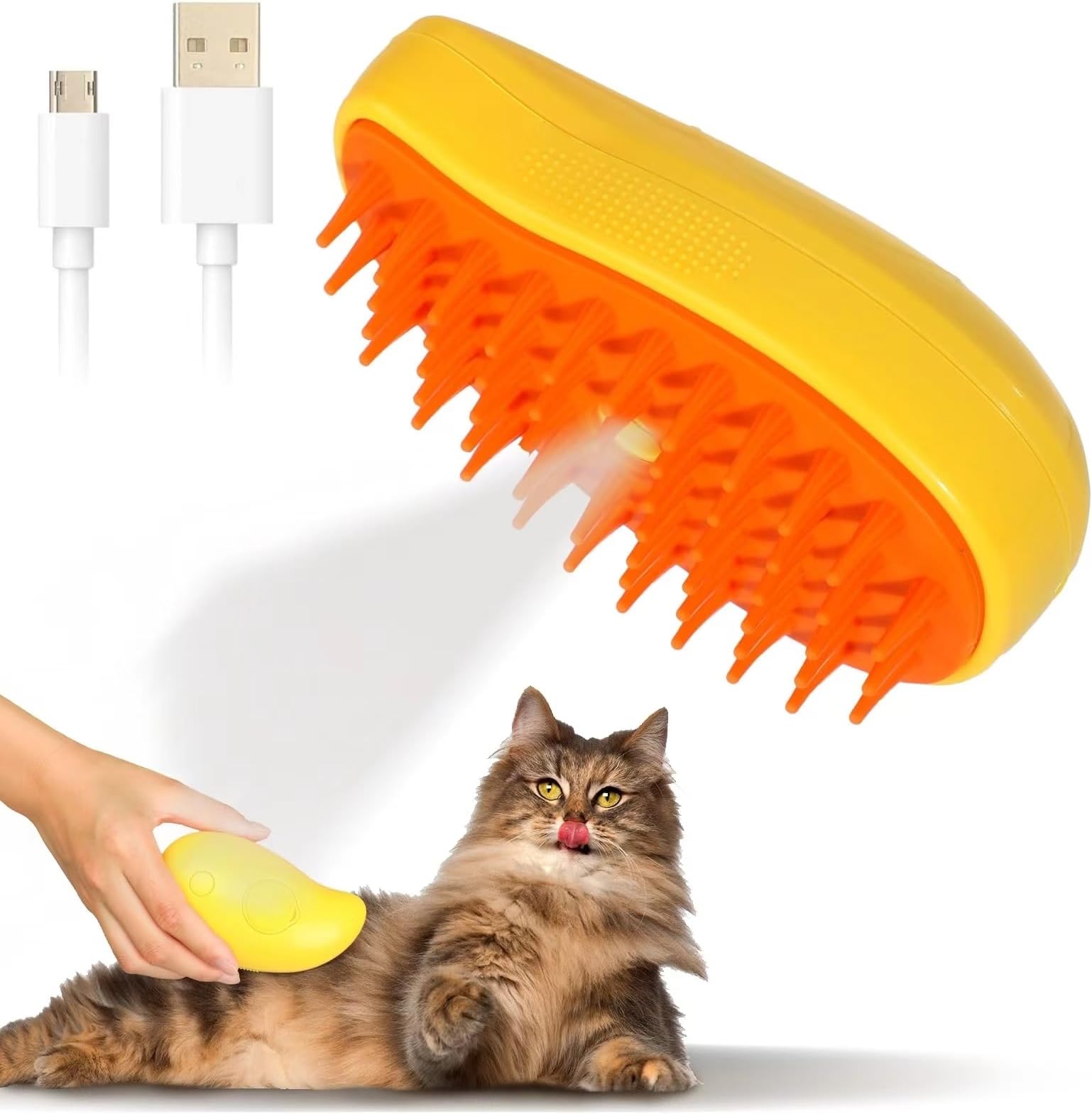 3 In 1 Self Cleaning Cat Steamer Brush Removes Tangled Hair and Massages Pet