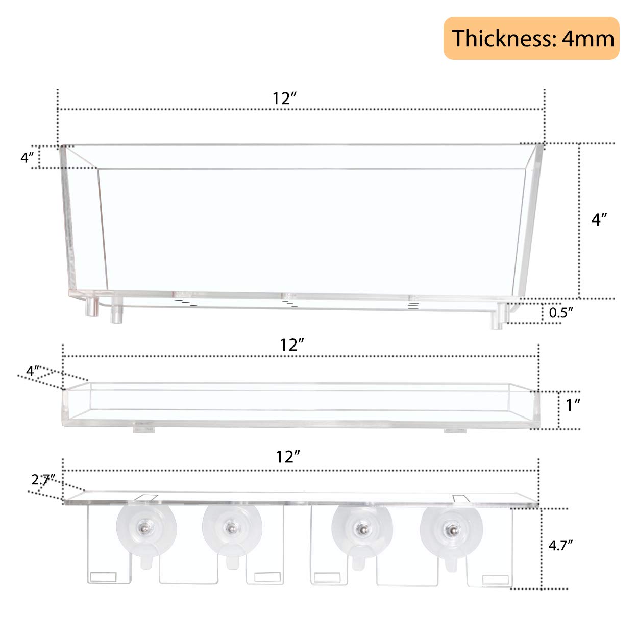 Transparent Window Planter Box With Suction Cups - Acrylic Rectangular Plant Pot For Home & Office - View #3