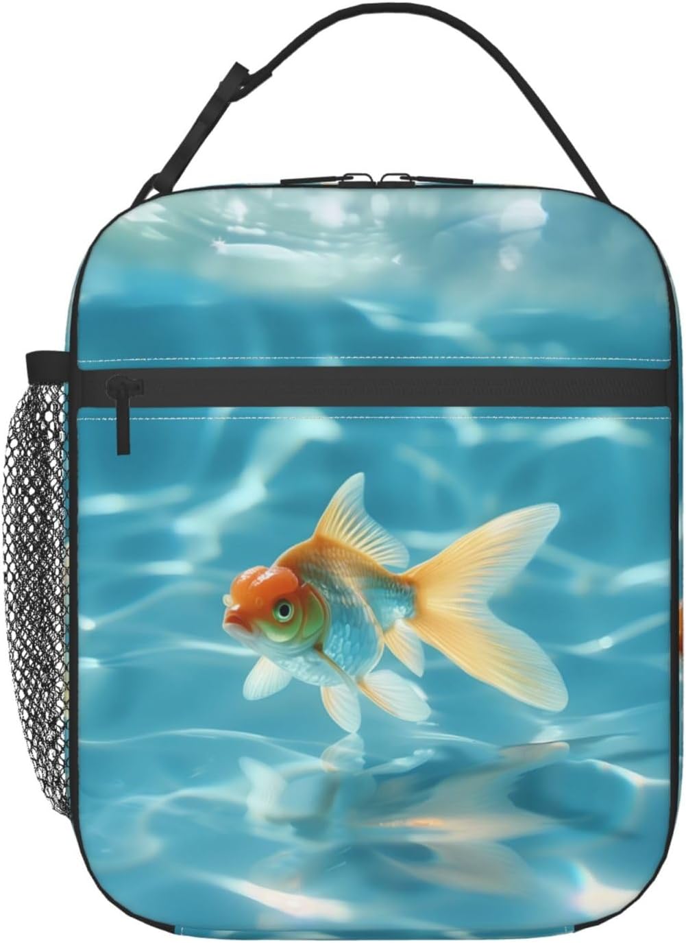 Reusable Fish Lunch Box for Kids Girls Boys Women Adult, Insulated Cute Goldfish Lunch Bag,Polyester Cooler Handbags Case for School Picnic Work Travel Outdoor Beach or Hiking