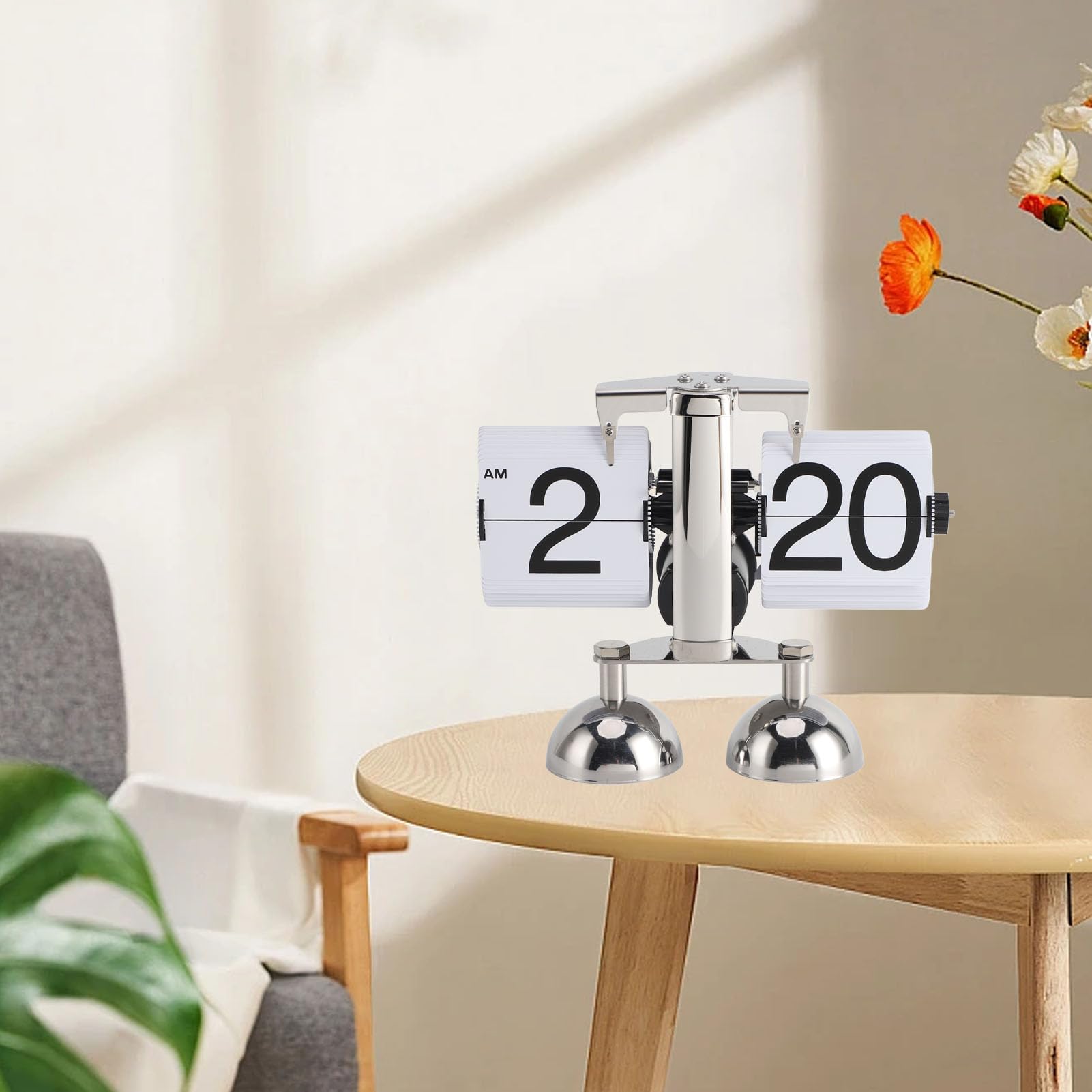 Fdit Reloj de Escritorio con Tapa, Decoración del Hogar Retro con Pilas