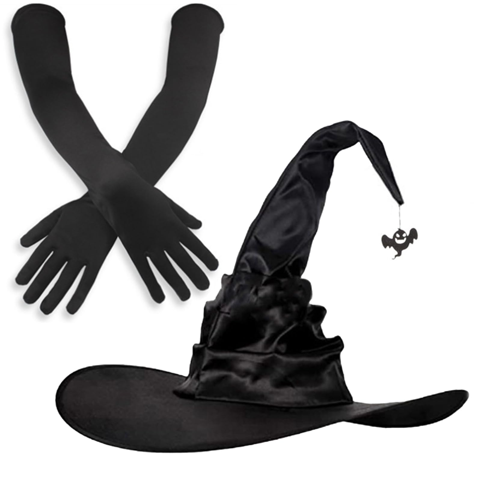 XBOKA Halloween Witch Hat and Gloves Set Cosplay Hat Theme Party Hat Cosplay Accessory