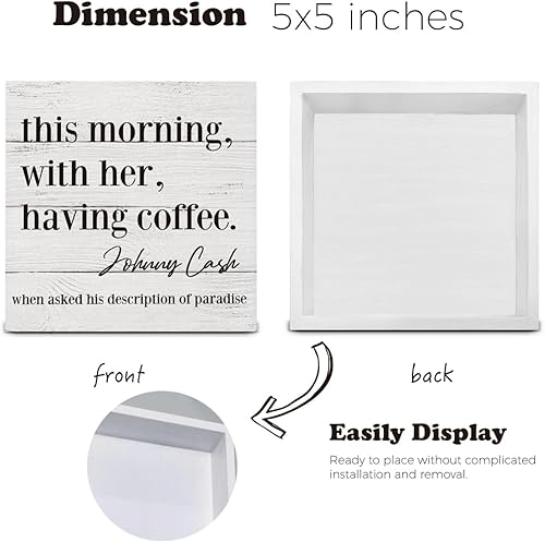 Miniatura 2 de This Morning with Her Having Coffee - Caja de madera para decoración de escritorio, cita de cocina, caja de madera para el hogar, estante de cocina,