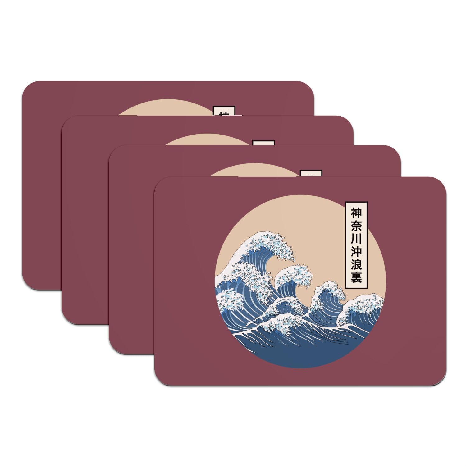 Sets de table Hokusai rouge 39,5x28,5 cm dessous de plat imperméable design culture asiatique