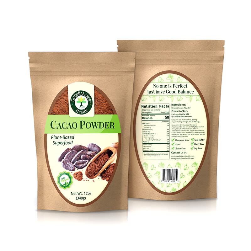 Miniatura 3 de Good Balance Health Cacao en polvo | Cacao crudo | Cacao orgánico, chocolate en polvo | Perfecto para hornear, batidos, a base de plantas, orgánico,