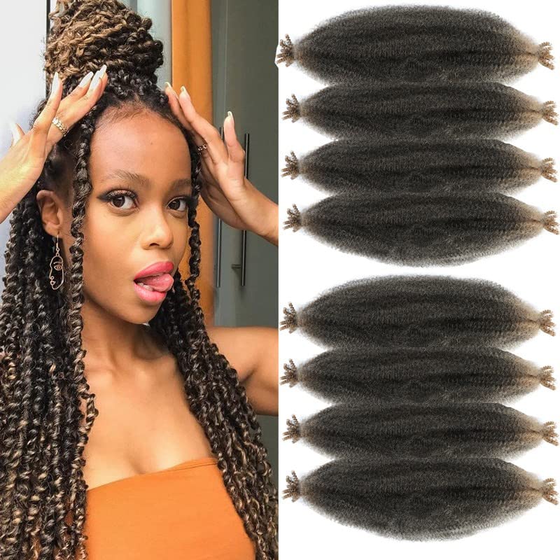Celie 8 Packs Pre-Separated Springy Afro Twist Hair Suitable For Damaged Soft Locs Synthetic Marley Twist Braiding (24 Inch, 1b/27)