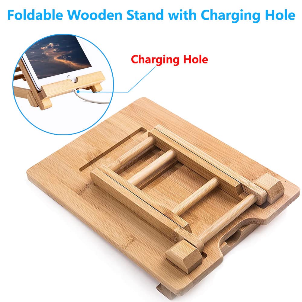 Supporto in Legno di Bambù per Tablet e Telefono da Scrivania, Compatibile con iPad e iPhone (Grande)