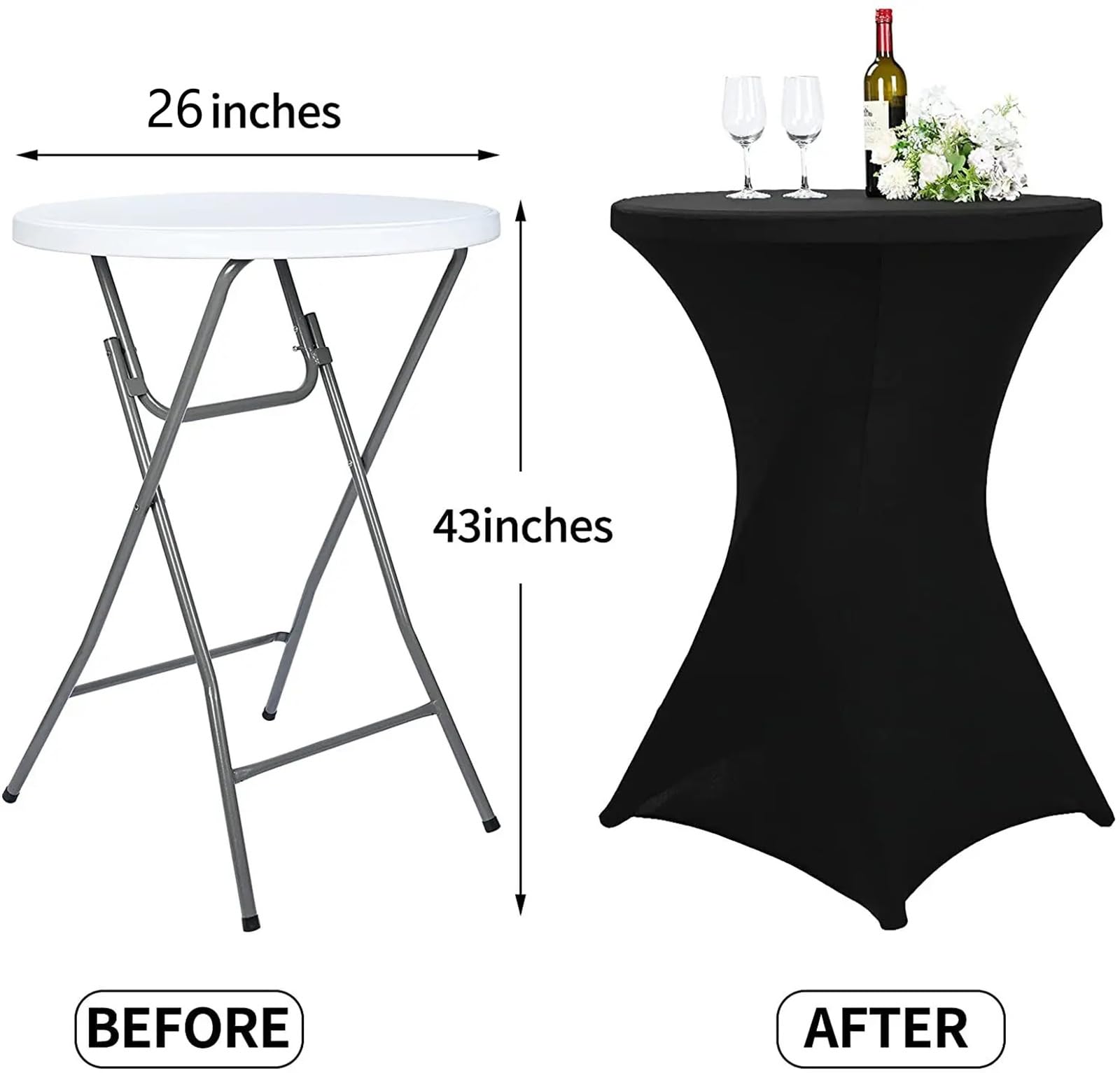 3 Pezzi Bianco Tovaglia Rivestimento Elastico per tavoli 80-85cm