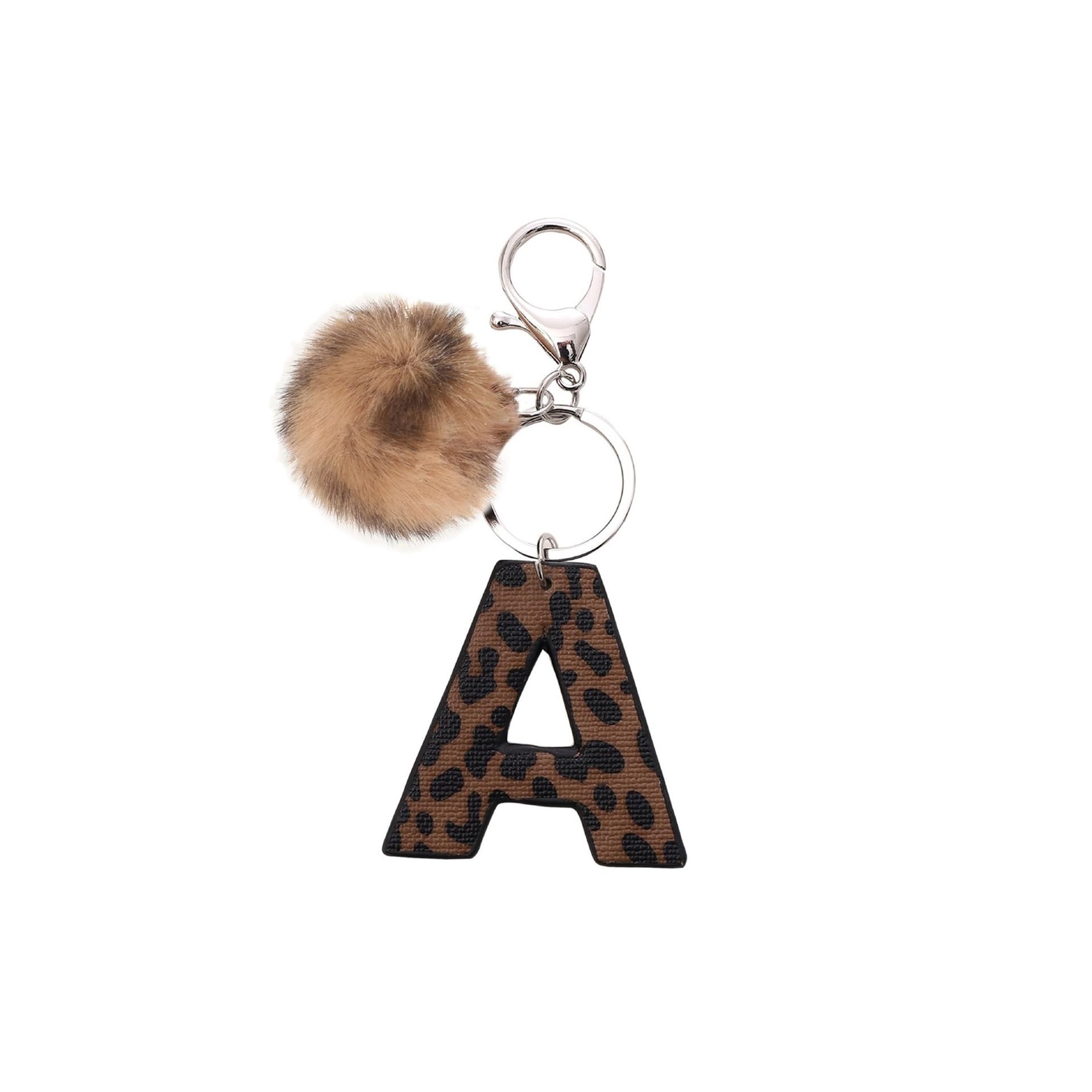 Uthdlm Unisex A Leopard Print Letter Keychain, Car Key Ring, Trendy Pendant Charm, Novelty Small Ccessory, Gift For Women, Suitable For Diy/Keys/Wallet/Backpack/Shoulder Bag/Camer Bag(A)