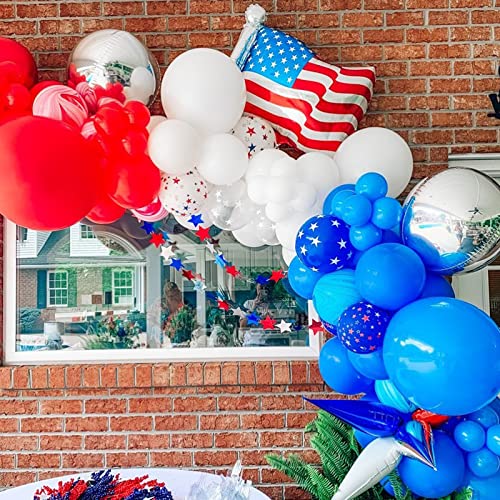 Red White And Blue Balloons Garland Arch Kit - 120Pcs 12In 10In 5In Red White Blue Star Latex Balloons For 4Th Of July Independence Day Patriotic Anniversary Baseball Birthday Party Decoration #TOP4