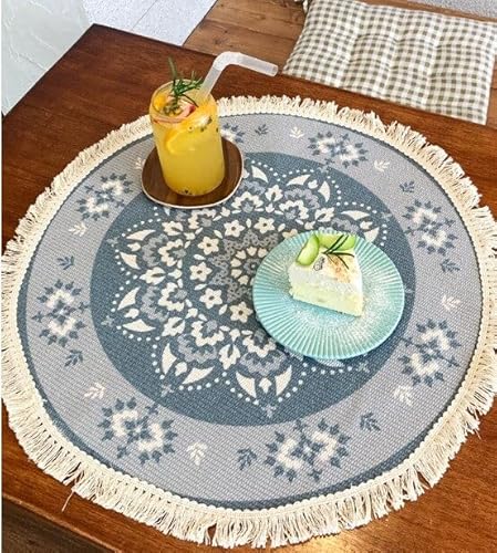 Felenny Mantel individual redondo para mesa de comedor, 20 manteles individuales de mandala con borlas, para mesa de cocina, mesa de té