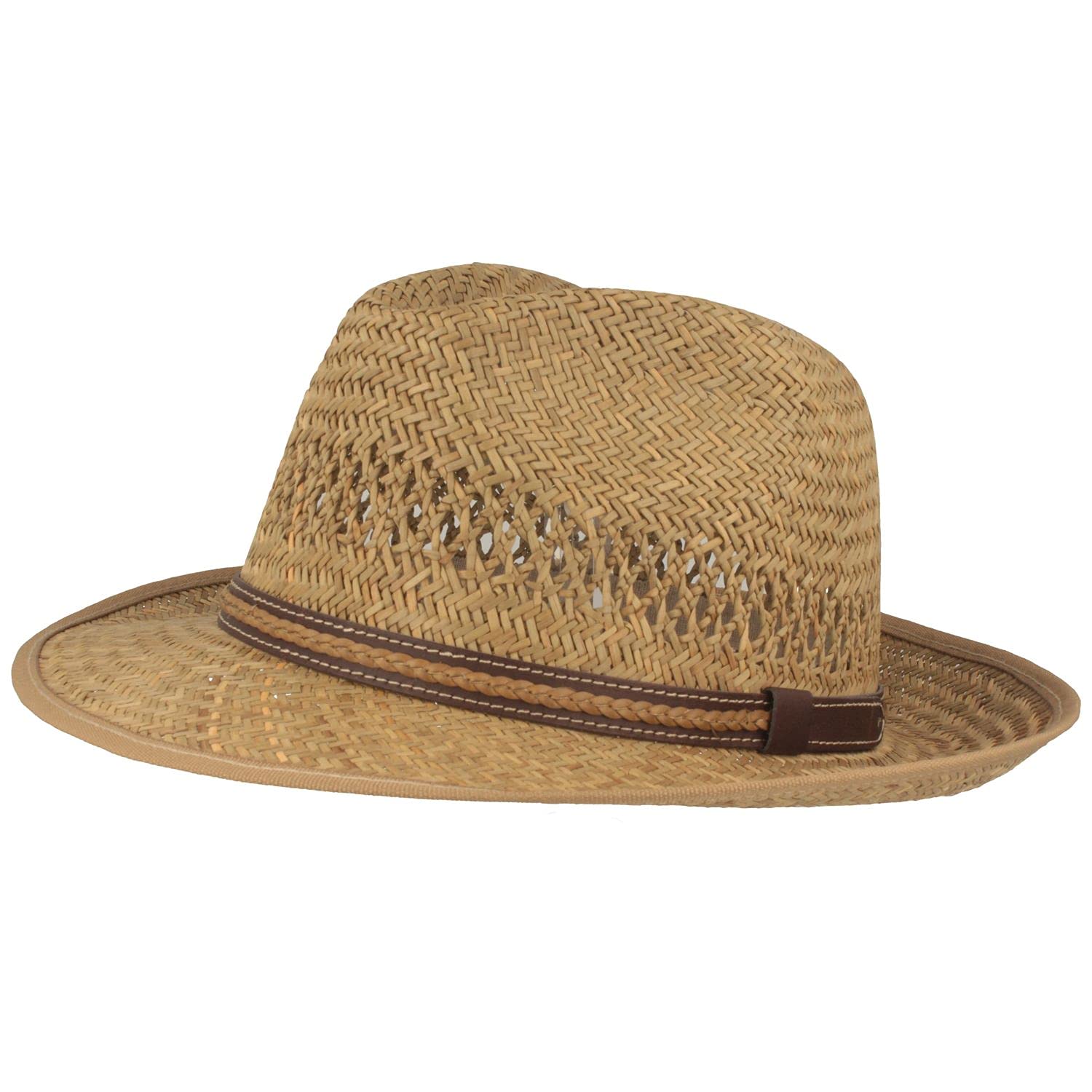 Hut Breiter Breiter Sombrero de Paja para el Sol Sombrero de Verano Bogart Hecho a Mano 100% Paja - Unisex - Material Ligero Cómodo y Duradero – No irrita la Piel, Natural