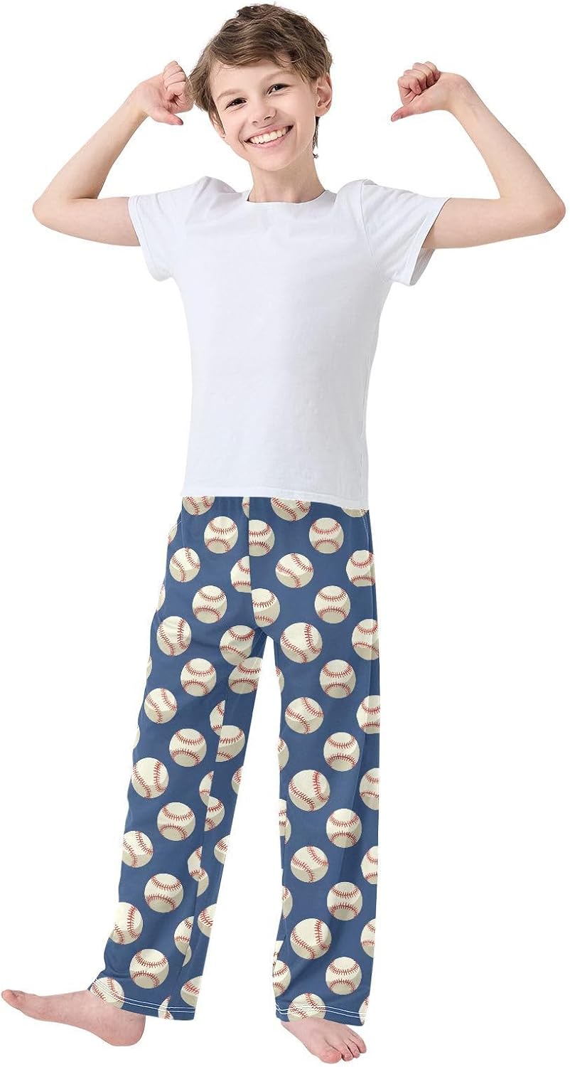 ALAZA Baseball Navy Blue Pajama Pants Long Sleep Pant Pajama Bottoms Elastic Waist with Pockets - Image 2