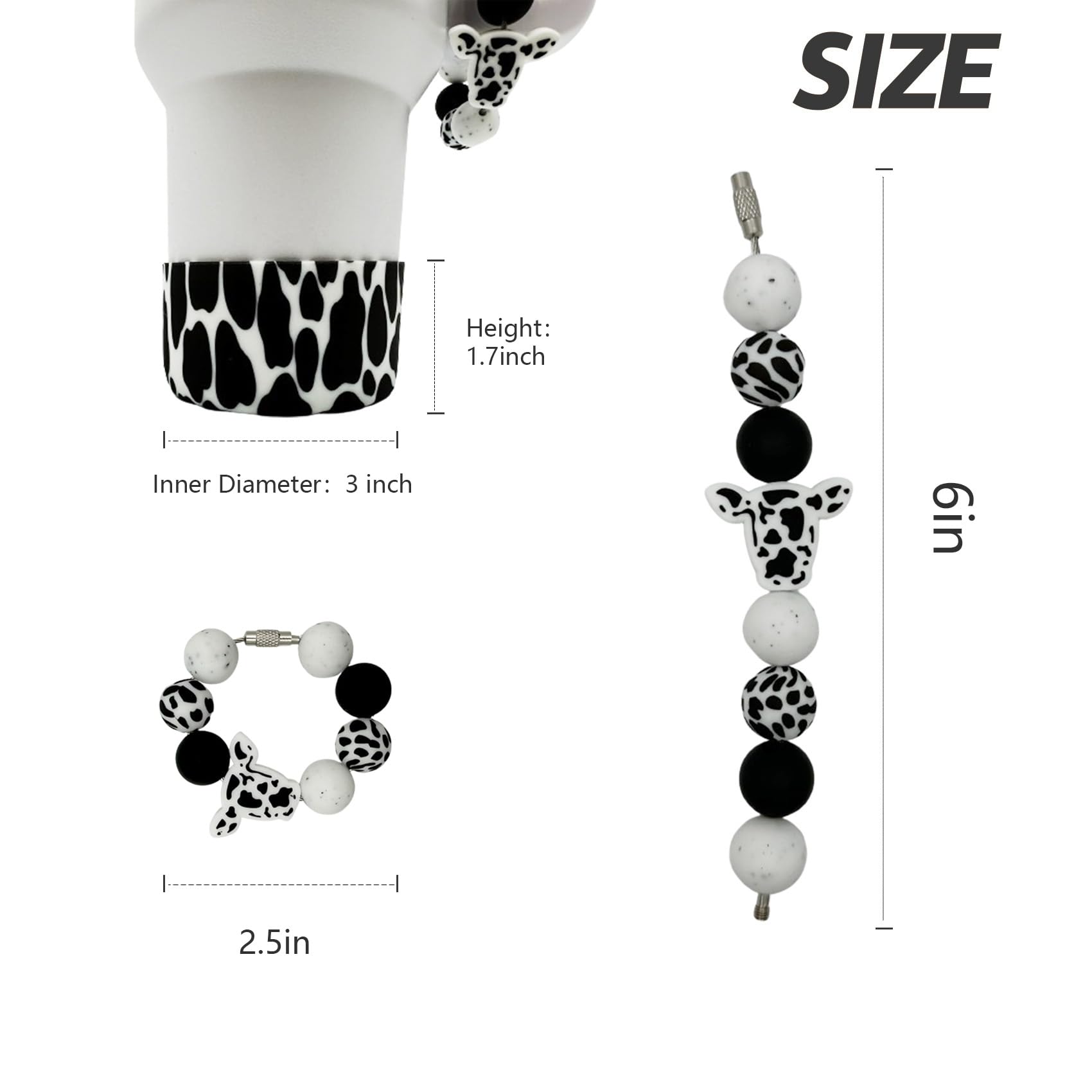 Highland Cow Silicone Boot & Handle Charm For Stanley 30oz & 40oz Tumblers - Cow Print Decor Set