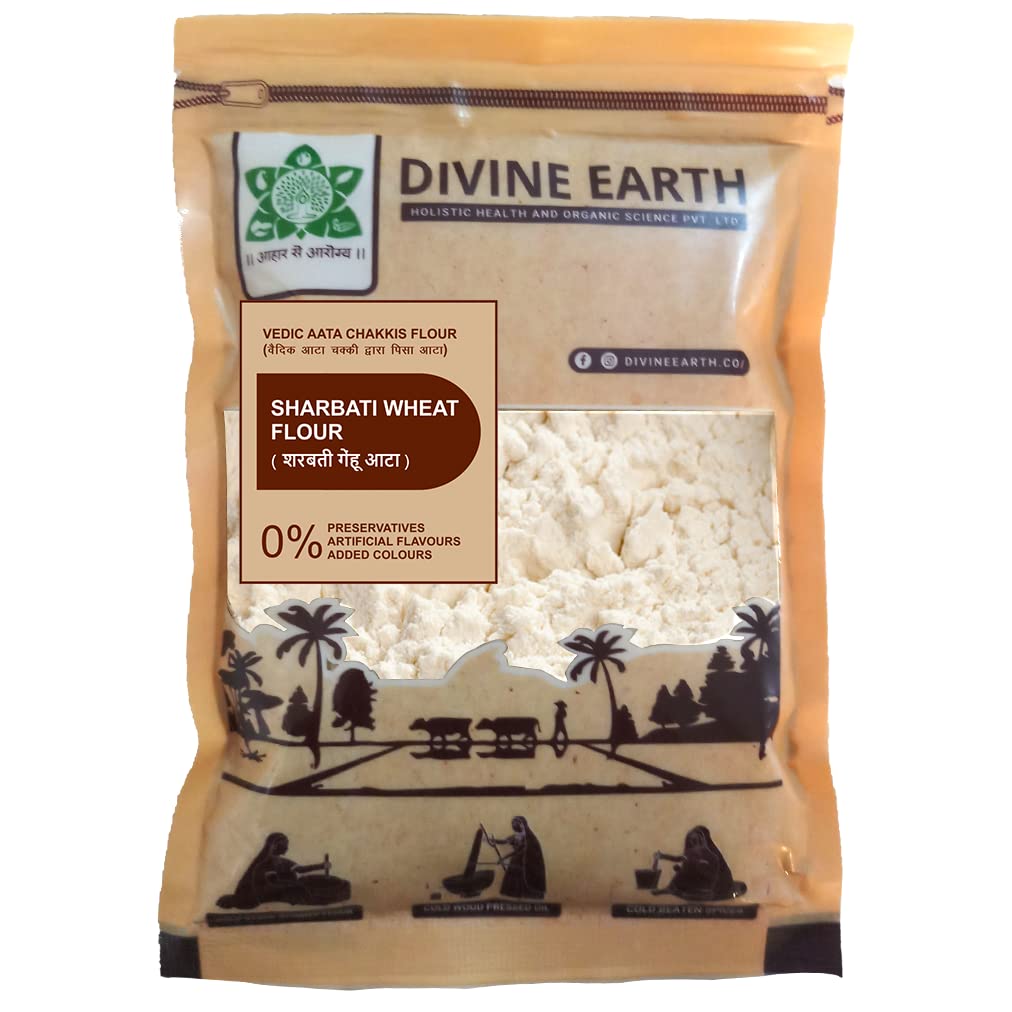 DIVINE EARTH Vadik Stone Ground Sharbati Wheat Flour Whole Wheat Atta