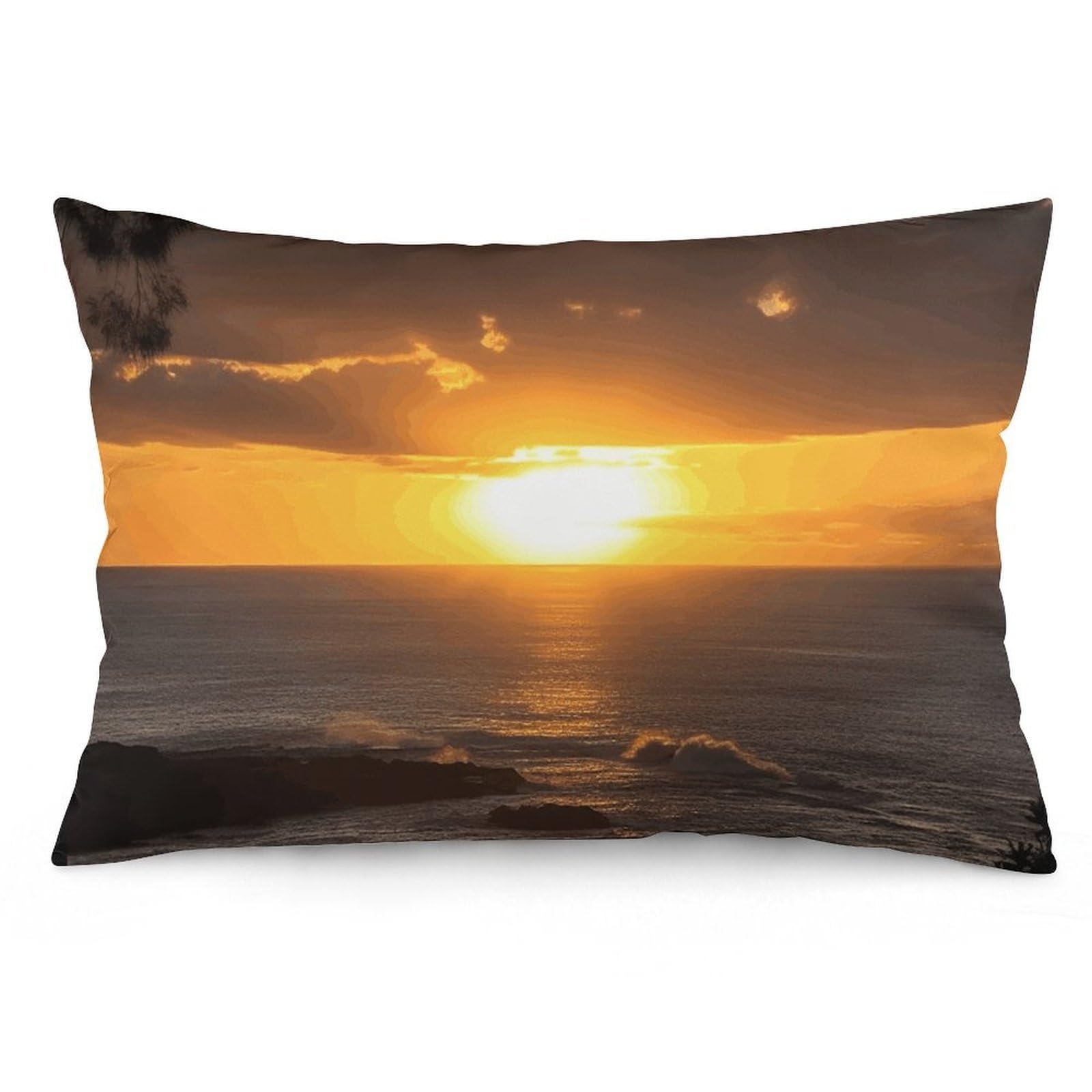 2 Pack Pillow Cases for Hair and Skin, Soft Breathable Pillow Case Covers with Hidden Zipper, Sunset Hawaii Beach Pillowcase 12 "x20 Pillow Covers for Sleeping Gift