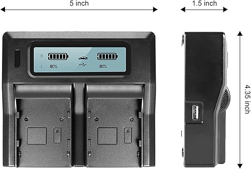 Miniatura 5 de BM Premium 2 baterías NP-F970 NP-F960 NP-F975 NP-F570 y cargador de batería LCD de doble bahía para Sony PXW-Z150, Z190, Z280, NEX-EA50M, FDR-AX14K,
