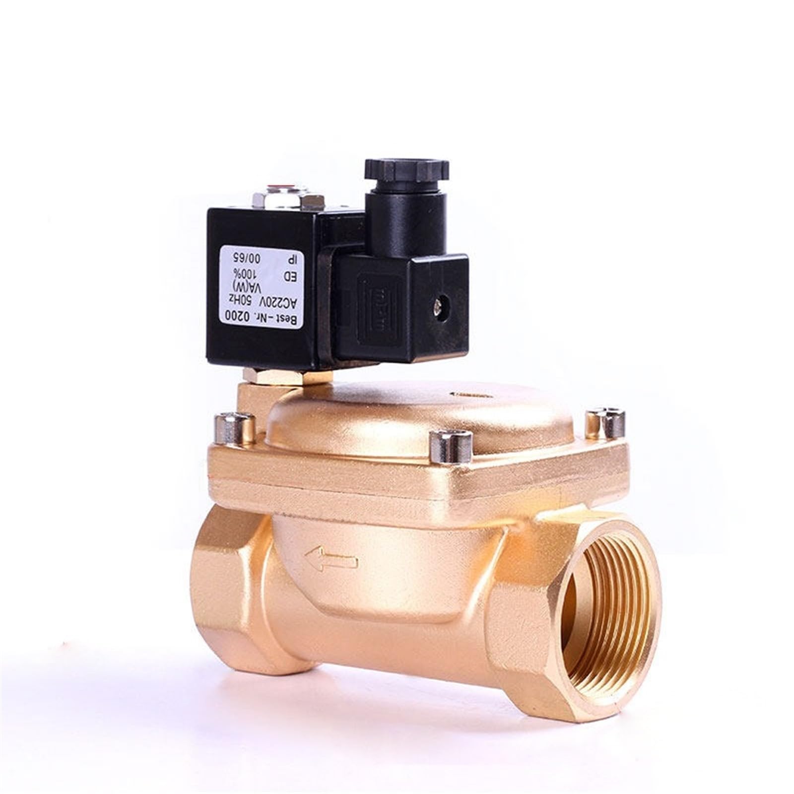 Huuoqiwy 0927600-Viton 1-1/2" Normally Closed Brass Solenoid Valve Dn40 12V 220V 110V 24V 1.5 Inch Solenoid Valve(,220Vac)