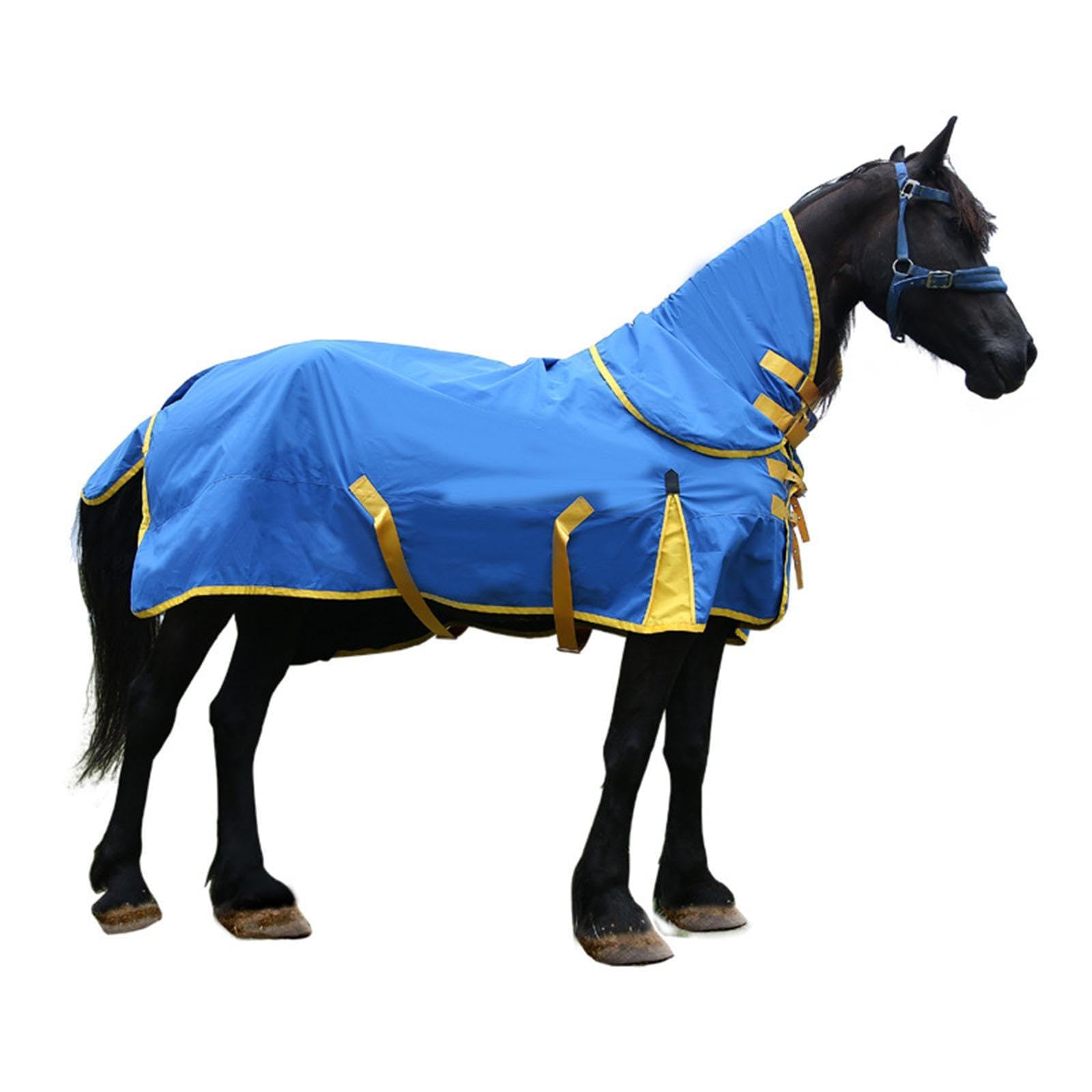 Manta Impermeable para Caballos, Manta Protectora Impermeable para Caballos, Tejido de Poliéster Transpirable con Hebillas Cruzadas Y Collar Extraíble