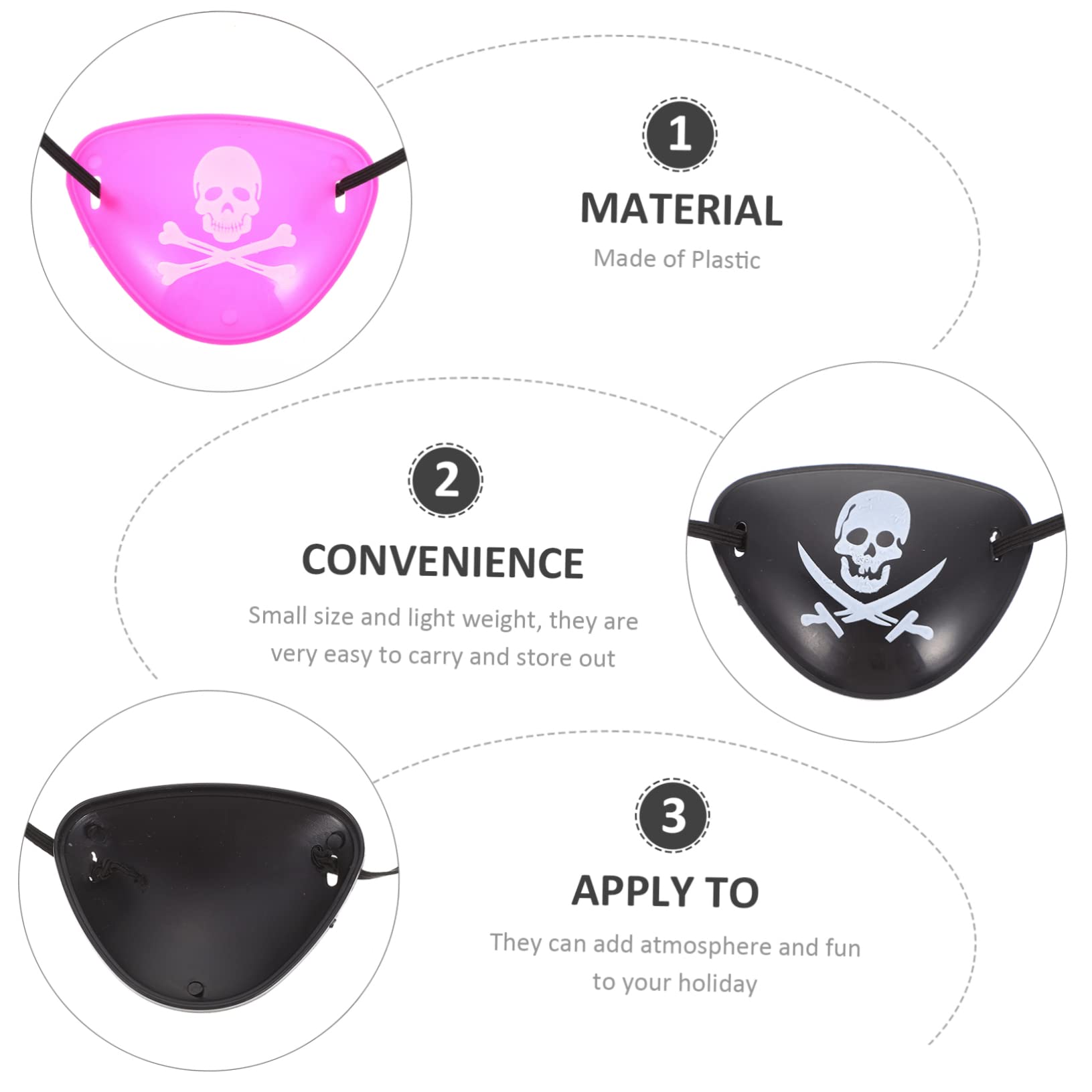 Beavorty 5 Sätze Piraten-augenklappe Kostüme Für Erwachsene Skelett Patch Augenmaske Halloween Augenpflaster -augenklappe Halloween-augenklappen Plastik 20 Stück * 5