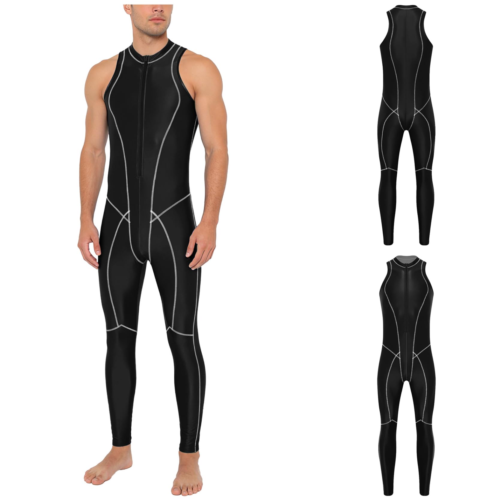 Herren Schnelltrocknend Overall Glatt Surfanzug Mitreißverschluss Sportanzug Trainingsanzug Bikini Bodysuit Tights Strand Party Mottoparty Clubwear