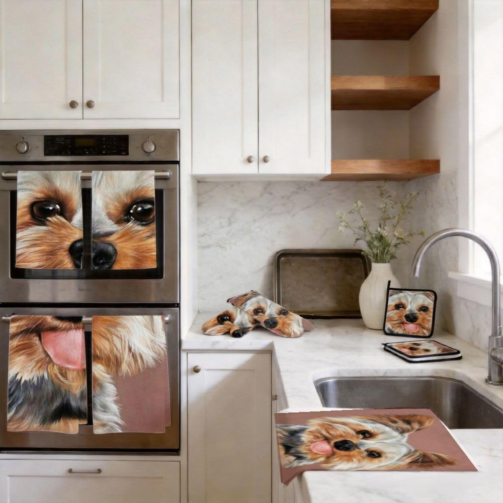 9PCS Carino Yorkie Ritratto Cucina Decor e Accessori Set