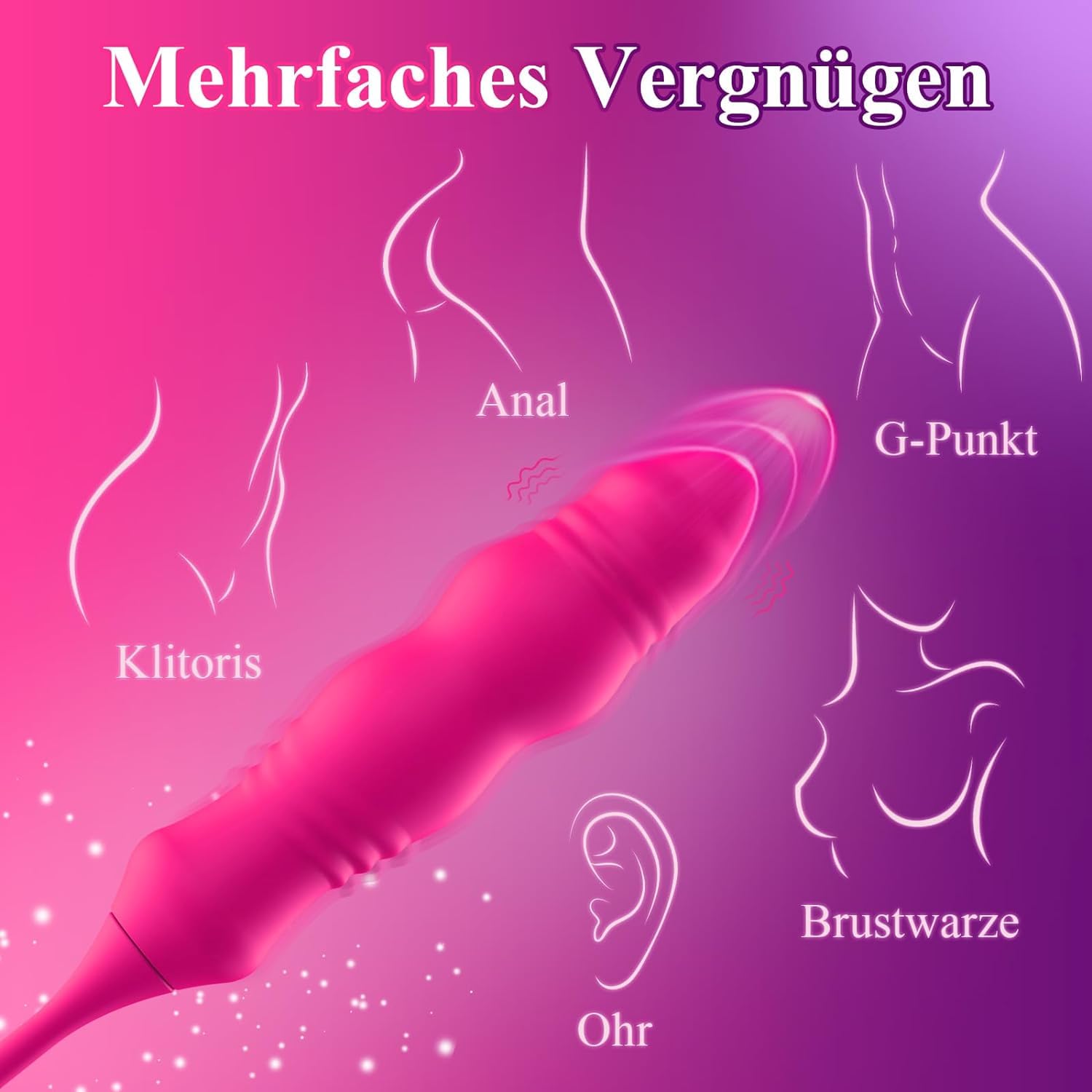 tor for G-spot - vibrazioni silenziose, asta telescopica a 3 posizioni, 9 modalità di vibrazione controllabili tramite applicazione, pacemaker, sextoy per coppie