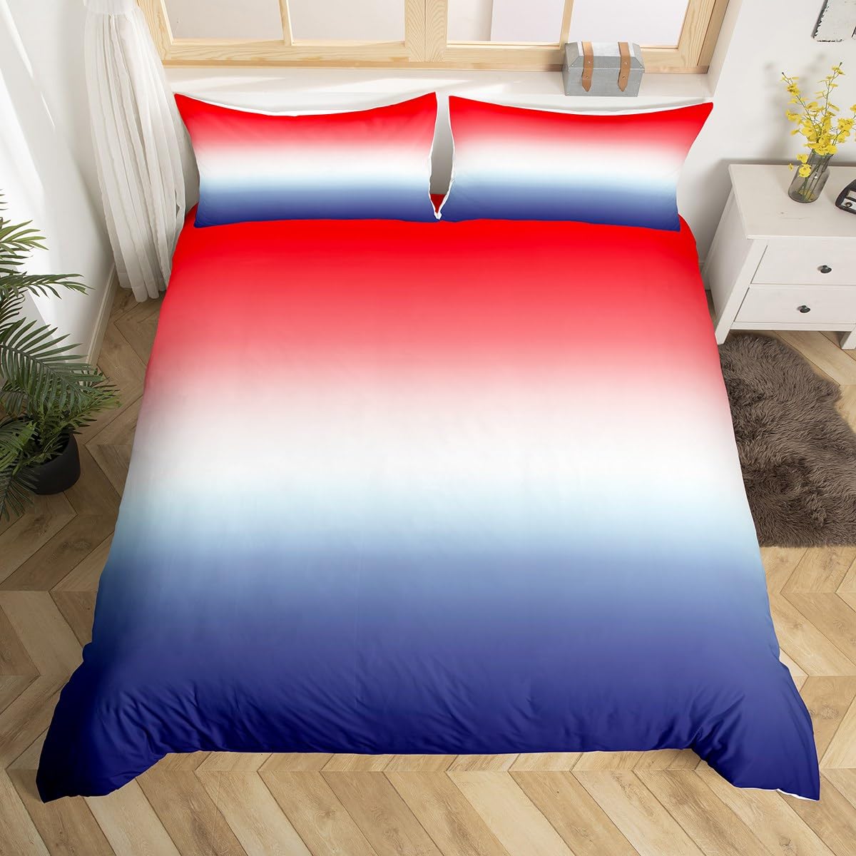 Homemissing Red Blue Gradient Bedding Set Single Size Ombre Duvet Cover Modern Red Blue Soft s Abstract Art Watercolor Comforters Warm All Season — image 1