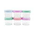 WeeSprout Baby Food Storage Glass Jars w/Lids (4 oz, 6 Pack) Pastel Variety, Snack, Reusable Small Containers, Fridge or Freezer, Microwave & Dishwasher Safe, Essentials for Infants