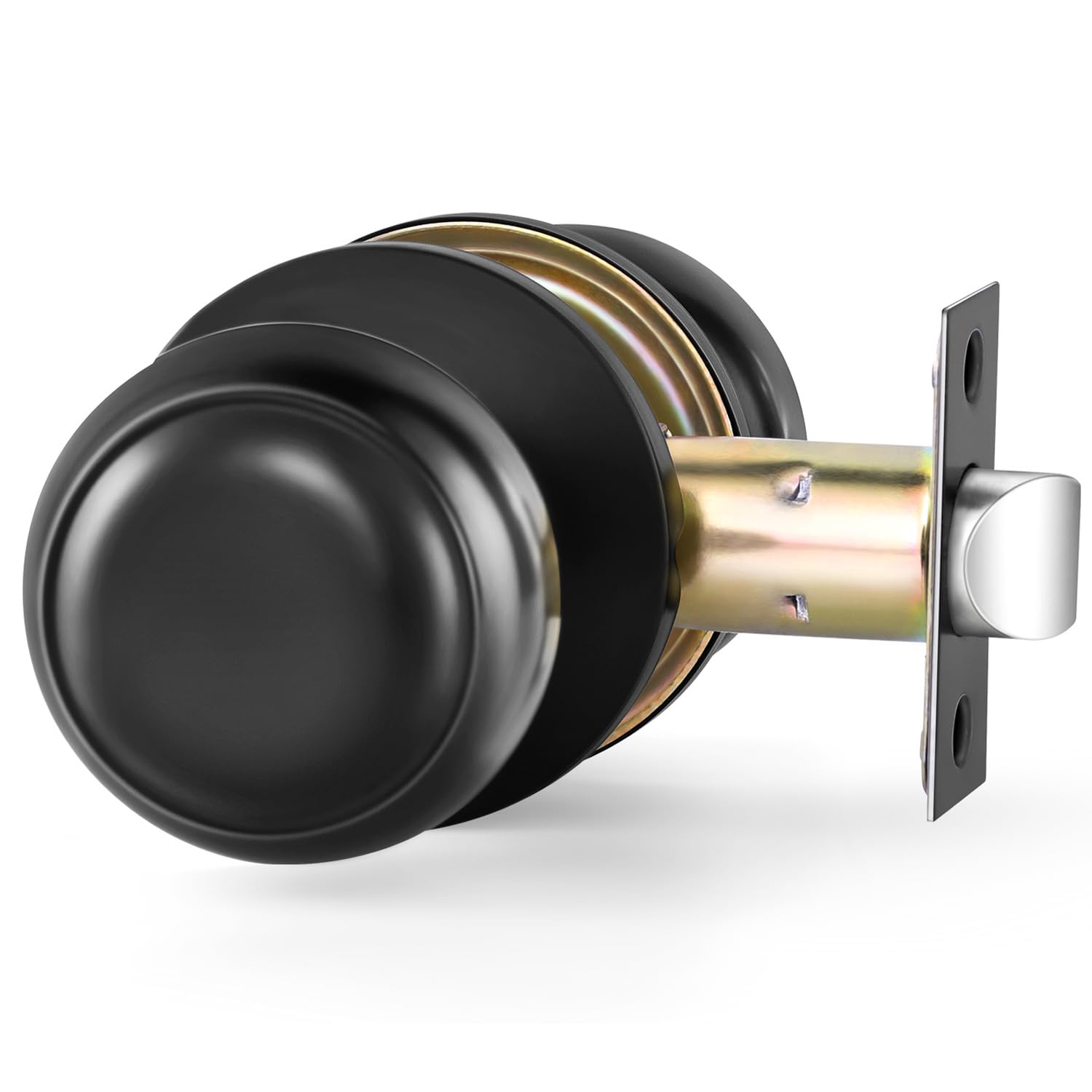 Matte Black Door Knobs - 5 Pack Passage Handles -8