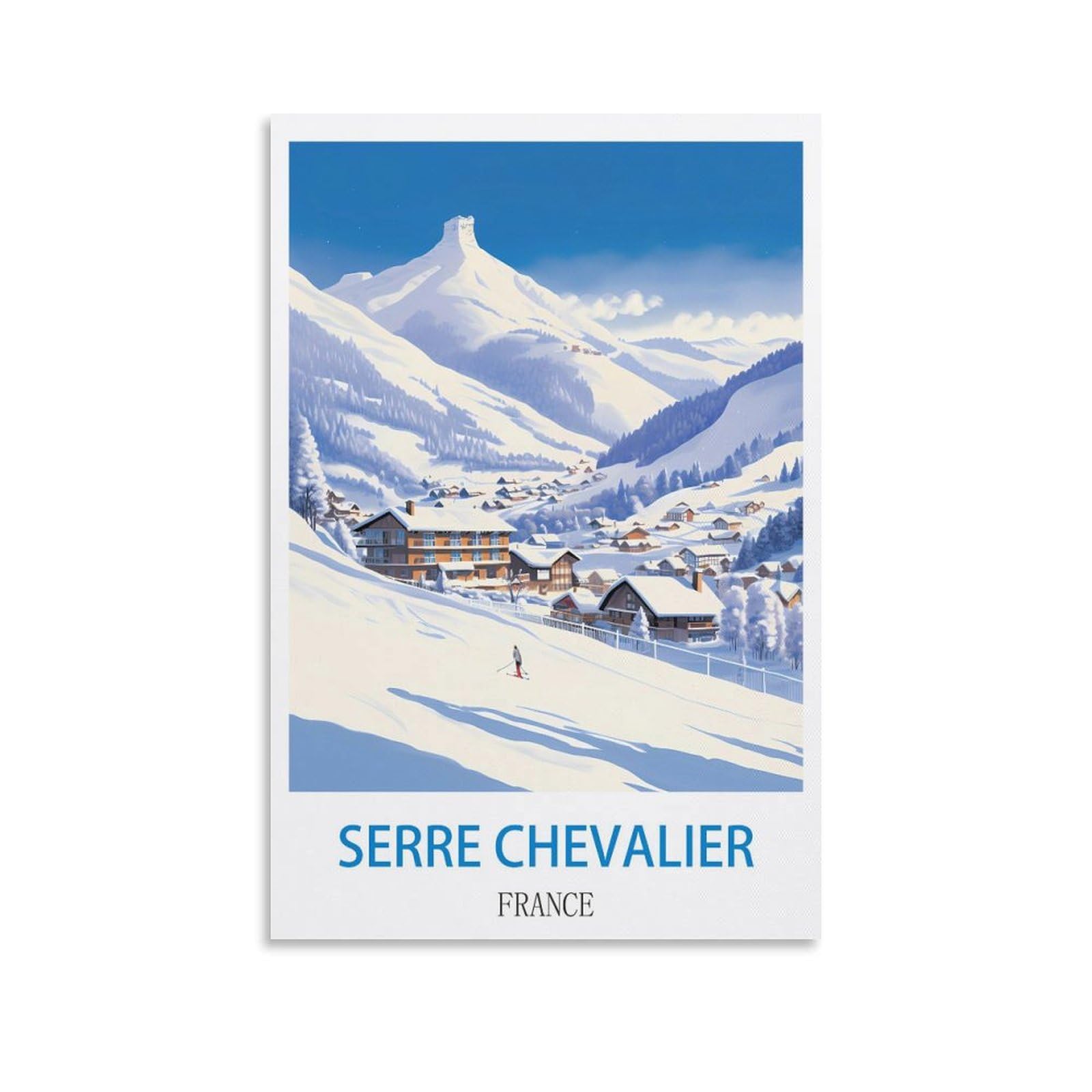 Fzyuen Unframe-Style Serre Chevalier France Vintage Travel Posters 12X18inch(30X45cm) Canvas Wall Art Prints For Wall Decor Room Decor Bedroom Decor