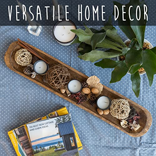 Decorative Wooden Dough Bowls Decor 30 Inch, Rustic Wood Long Dough Bowls, Large Carved Dough Bowls, Long Wooden Bowl, Bread Shaped Bowl, Wooden Large Dough Bowl Centerpieces, Long Bowls Decor #TOP2