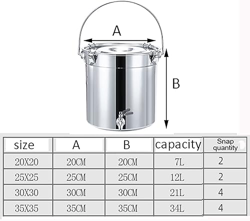 Miniatura 2 de Olla de valores - Olla de sopa con tapa, olla de caldo, cubo de sopa de acero inoxidable 201cubo selladocubo de transporte, tanque de vino con