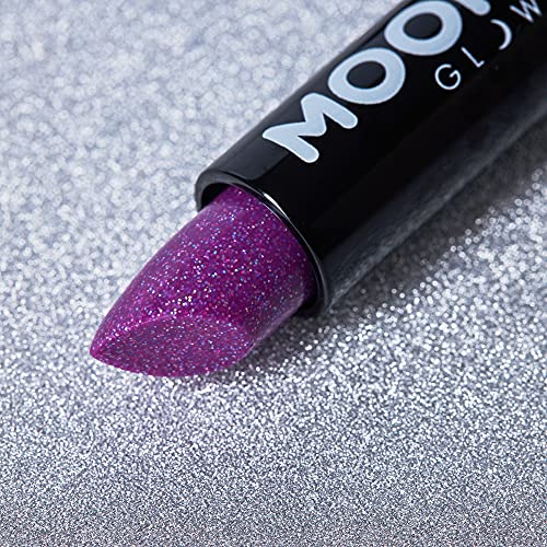 Neon UV Glitter Lipstick by Moon Glow - Purple - Bright Neon Coloured Lipstick - Glows under UV - Image 7